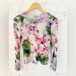 Rebecca Minkoff Sheer Floral Mesh Long Sleeve Top – Women’s Small